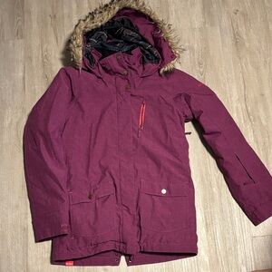 Roxy‎ Kids' Purple Puffer Jacket with Removeable Faux Fur Trim